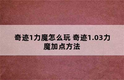 奇迹1力魔怎么玩 奇迹1.03力魔加点方法